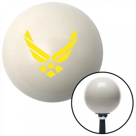 Yellow The Air Force Symbol Ivory Shift Knob with M16 x 1.5 Insert Shifter Auto Brody