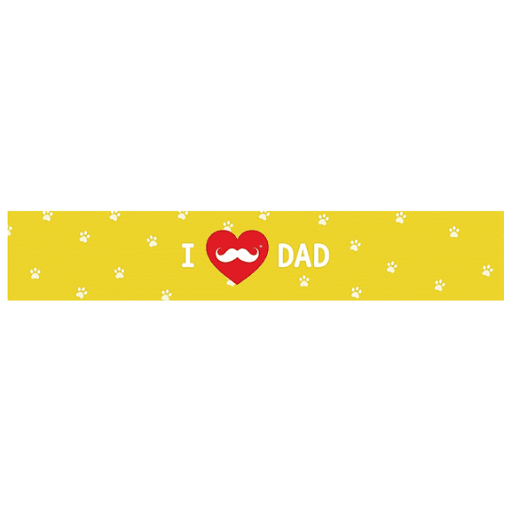 Yellow Theme Father's Day Banner Heart Design I Love Dad Decorative Mustache Symbol for Family Celebration Indoor Decor Gift