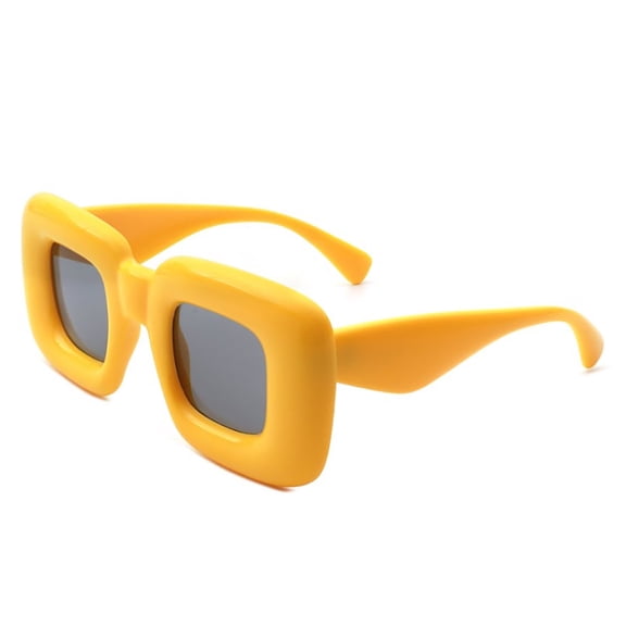 Yellow Thick Frame Sunglasses - Cheerful Color UV Protection Daily Casual Fashion Shades