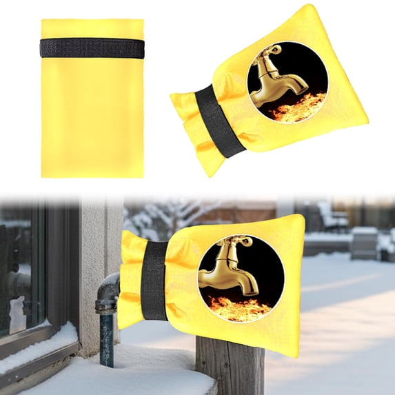 Yellow Thickened Outdoor Faucet Covers for Winter, Reusable Waterproof Insulated Faucet Socks, Hose Bib Spigot Cover, for Outside Garden Faucet Winter Freeze Protection, 7.4" H x 5.5" W