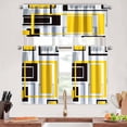 thumbnail image 1 of Yellow Thin Kitchen Curtains Tiers and Valances Set 3 Piece for Windows Grey and Black Kitchen Window Curtains Set,Gold Geometric Modern Art Valances for Living Room(36" Tiers Set), 1 of 6