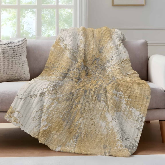 Yellow Throw Blanket for Couch Abstract Yellow Sunburst Vignette Splatter Style Industrial Soft and Warm Flannel 3D Striped Fluffy Fuzzy Fleece Blanket Lightweight Throw for Bed, Sofa 30 x 40 Inches