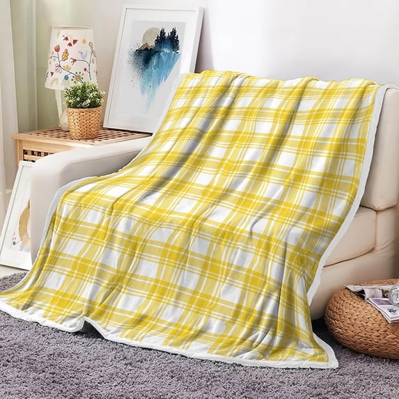 Yellow Throw Blanket, Soft Cozy Microfiber Flannel Throw Blanket for Couch Bed Sofa, Warm Lightweight Blankets Home Decor for All Seasons 50x60 Inches
