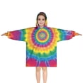 thumbnail image 1 of Yellow Tie Dye Spiral Pattern Blanket Hoodies for Kids 6-13YR Oversize Wearable Blanket Hoodies for Boys Girls Teens, 1 of 7