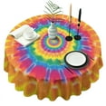 thumbnail image 1 of Yellow Tie Dye Spiral Pattern Round Tablecloth 60"x60",Wrinkle Wipeable Table Cloth for Kitchen Dining Room Picnic Patio Party, 1 of 6