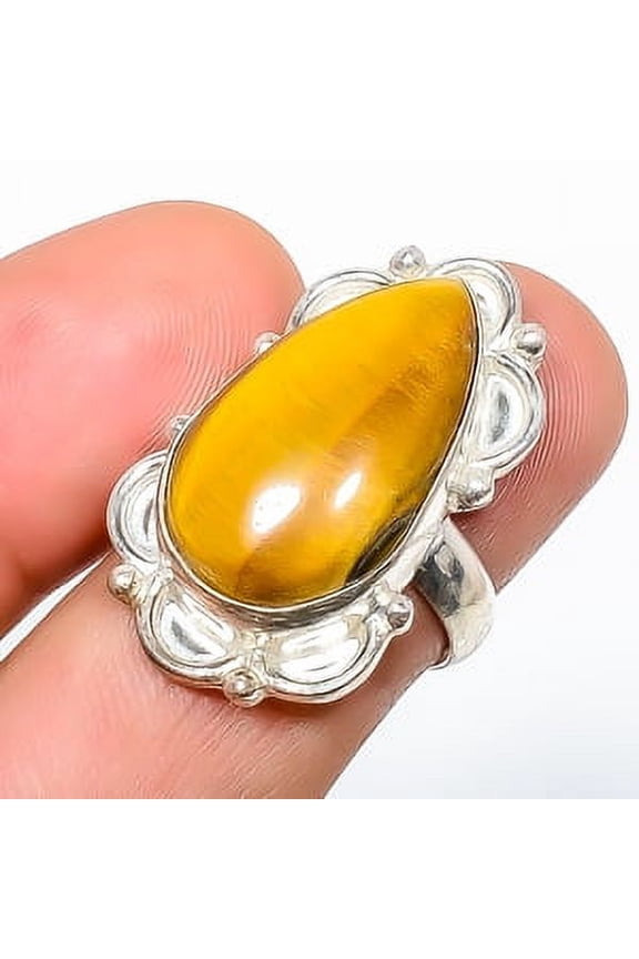 Yellow Tiger Eye - South Africa 925 Sterling Silver Handmade Ring s.7 TR7508-639, Beautiful Jewelry For Woman, New Year Sale, Valentin's Day Gift