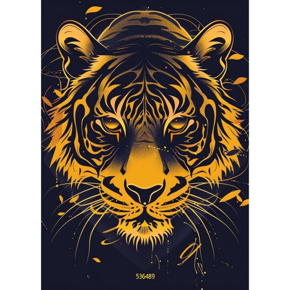 Yellow Tiger Face DIY 5D Diamond Art Paint with Full Drill Round Diamond Gems Painting by Number Kits for Adults Art Craft Home Wall Decor 15.8x19.8in