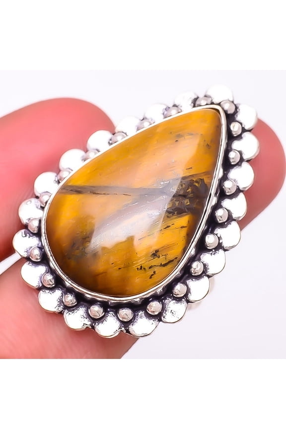 Yellow Tiger'S Eye 925 Sterling Silver Jewelry Ring s.9 LR-7280, Gemstone Jewelry, Birthday Gift, Christmas Gift