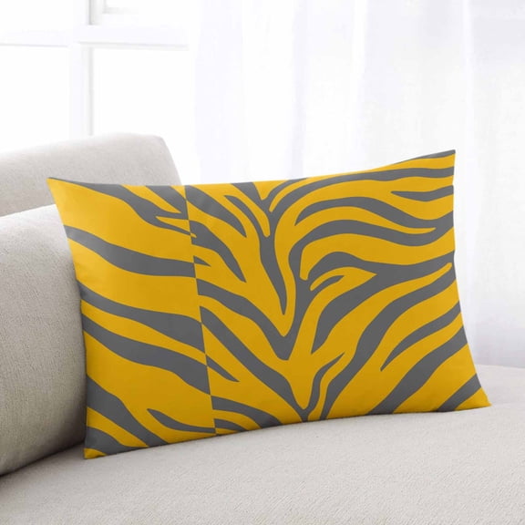 Yellow Tiger Striped Throw Pillow Covers, Animals Fur Abstract Art Soft Breathable Pillow Cases with Invisible Zipper for Sleeping, Standard Pillowcases for Couch Bed Sofa Chair 20x26 Inches