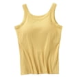 thumbnail image 1 of Yellow Tight Tank Tops For Women, Sleeveless Tank Top Women Loose Fit, Ladies' Solid Color Chest Pad Vest Suspender Wide Shoulder Strap Base Cup Bra Underwear Long Top Anti Glazing Sleeveless Vest, 1 of 3