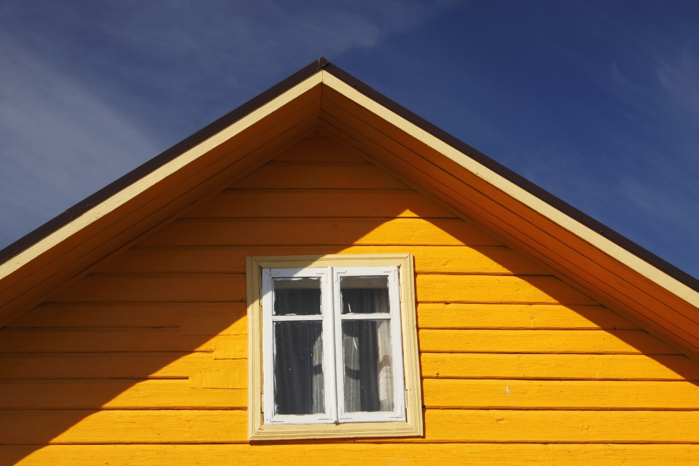 Yellow Timber House Trakai Village Lithuania Canvas Art - Trish Punch Design Pics (38 x 24)