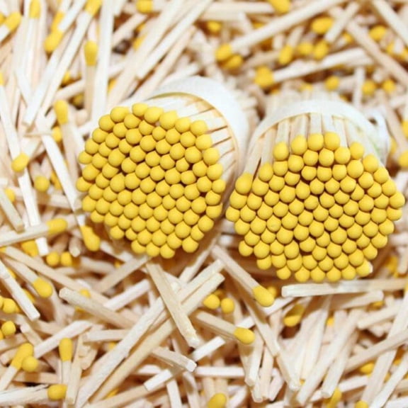 Yellow Tip Decorative Matches, 200 Small Premium Wooden Matches | Artisan Matches for Candles, Safety Matches for Lighting Candles with Match Striker On The Bottle | Perfect Candle Accessories