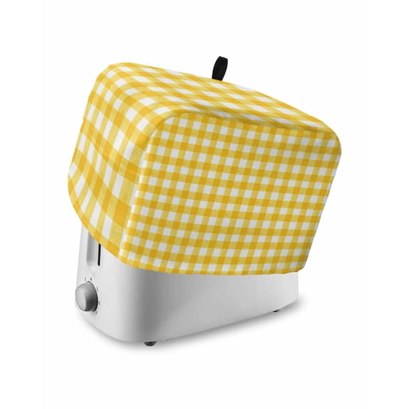 Yellow Toaster Cover 2 Slice, Small Kitchen Appliance Covers, Country French Rustic Buffalo Plaid Modern Art Toaster Oven Cover with Loop, Bread Machine Cover Polyester Dust Cover Protection