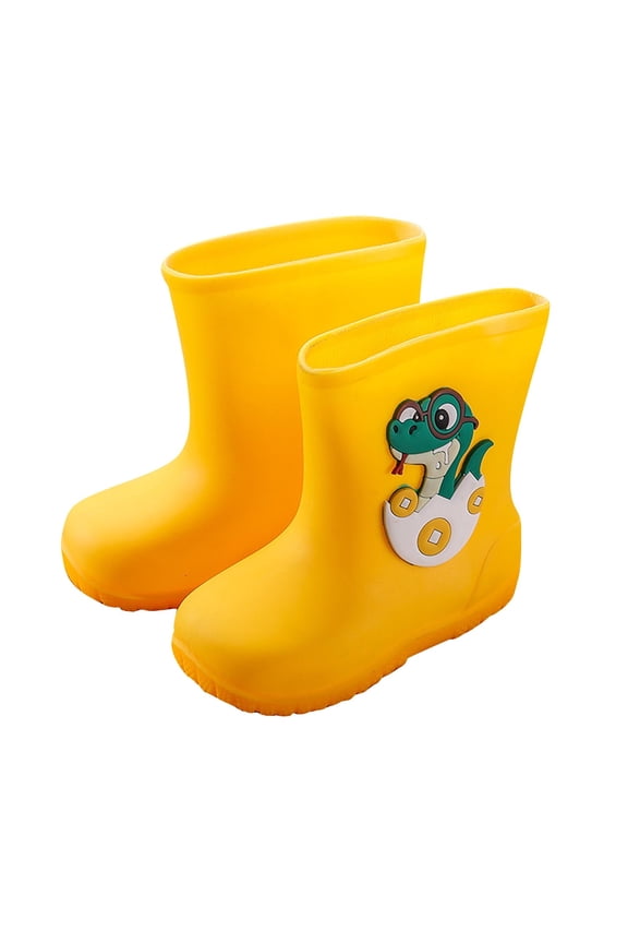 Yellow Toddler Waterproof Rain Shoes Snake Design Non Slip For Rainy Days Outdoor Activities