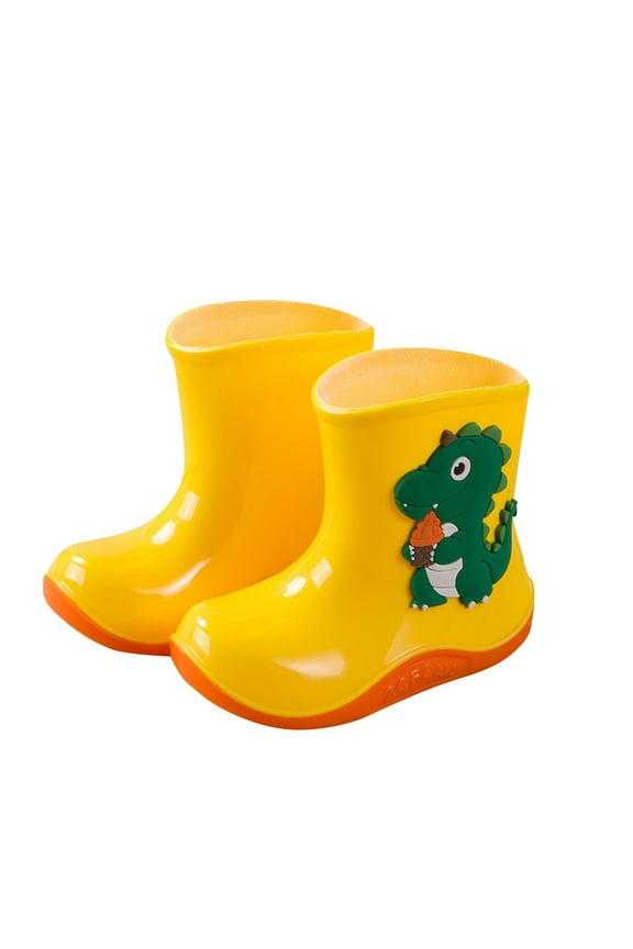 Yellow Toddlers' Outdoor Footwear With Dinosaur Theme And Slip Resistant Sole, Great For Playground And Rainy Day Activities