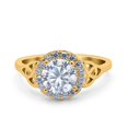thumbnail image 1 of Yellow Tone, Simulated Cubic Zirconia Size-10 Celtic Halo Art Deco Wedding Engagement Ring 925 Sterling Silver, 1 of 7