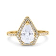 thumbnail image 1 of Yellow Tone, Simulated Cubic Zirconia Size-10 Halo Art Deco Solitaire Accent Pear Wedding Engagement Bridal Ring Band 925 Sterling Silver, 1 of 7