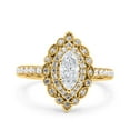 thumbnail image 1 of Yellow Tone, Simulated Cubic Zirconia Size-10 Halo Vintage Style Art Deco Solitaire Accent Marquise Wedding Engagement Ring 925 Sterling Silver, 1 of 7