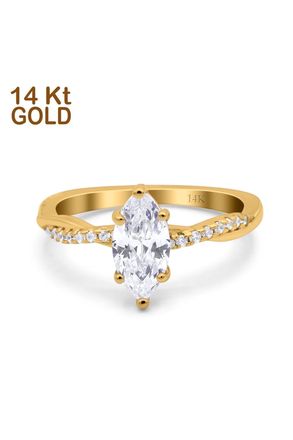 Yellow Tone, Simulated Cubic Zirconia Size-10 Infinity Twist Marquise Art Deco Vintage Engagement Wedding Bridal Ring 925 Sterling Silver