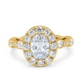 thumbnail image 1 of Yellow Tone, Simulated Cubic Zirconia Size-10 Oval Art Deco Halo Engagement Wedding Bridal Ring 925 Sterling Silver, 1 of 7