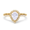 thumbnail image 1 of Yellow Tone, Simulated Cubic Zirconia Size-10 Teardrop Pear Art Deco Halo Engagement Ring 925 Sterling Silver, 1 of 7