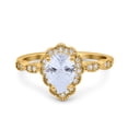 thumbnail image 1 of Yellow Tone, Simulated Cubic Zirconia Size-10 Teardrop Pear Art Deco Wedding Bridal Engagement Ring 925 Sterling Silver, 1 of 7