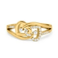 thumbnail image 1 of Yellow Tone, Simulated Cubic Zirconia Size-5 Double Heart Promise Ring 925 Sterling Silver, 1 of 7