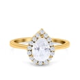 thumbnail image 1 of Yellow Tone, Simulated Cubic Zirconia Size-5 Teardrop Halo Art Deco Pear Wedding Engagement Ring 925 Sterling Silver, 1 of 7