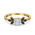 thumbnail image 1 of Yellow Tone, Simulated Cubic Zirconia Size-6 Art Deco Engagement Ring Marquise Simulated Black 925 Sterling Silver, 1 of 7