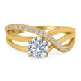 thumbnail image 1 of Yellow Tone, Simulated Cubic Zirconia Size-6 Art Deco Wedding Engagement Crisscross Bridal Ring 925 Sterling Silver, 1 of 7