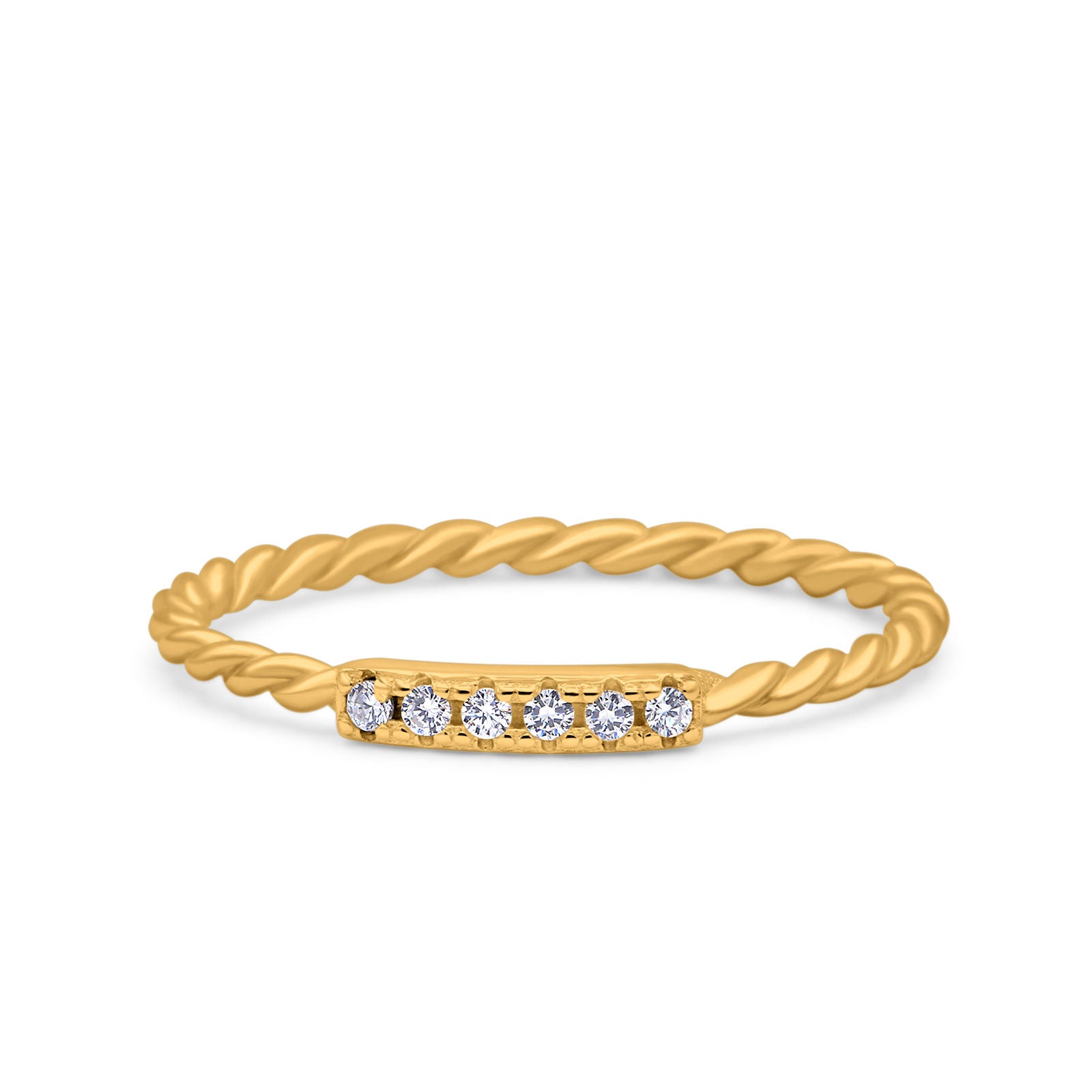 Yellow Tone, Simulated Cubic Zirconia Size-6 Half Eternity Ring Wedding ...