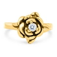 thumbnail image 1 of Yellow Tone, Simulated Cubic Zirconia Size-6 Rose Flower Ring Round Shape 925 Sterling Silver, 1 of 7