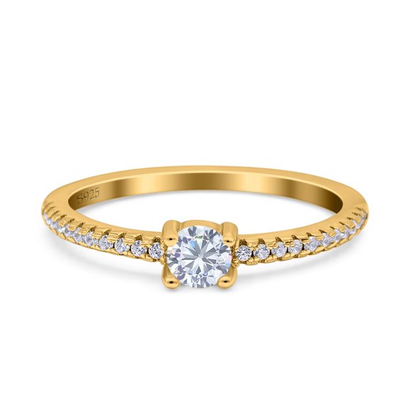 Yellow Tone, Simulated Cubic Zirconia Size-6 Simple Wedding Ring Band 925 Sterling Silver