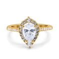 thumbnail image 1 of Yellow Tone, Simulated Cubic Zirconia Size-6 Teardrop Pear Art Deco Engagement Wedding Bridal Ring 925 Sterling Silver, 1 of 7