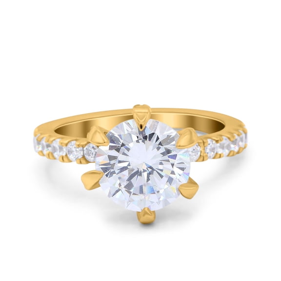 Yellow Tone, Simulated Cubic Zirconia Size-6 Vintage Art Deco Wedding Engagement Bridal Ring 925 Sterling Silver