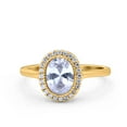 thumbnail image 1 of Yellow Tone, Simulated Cubic Zirconia Size-7 Halo Art Deco Oval Wedding Engagement Bridal Ring 925 Sterling Silver, 1 of 7