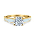 thumbnail image 1 of Yellow Tone, Simulated Cubic Zirconia Size-7 Halo Solitaire Accent Engagement Ring 925 Sterling Silver, 1 of 7
