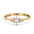 thumbnail image 1 of Yellow Tone, Simulated Cubic Zirconia Size-7 Marquise Art Deco Engagement Ring Round 3 Stone 925 Sterling Silver, 1 of 7