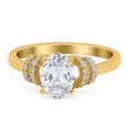 thumbnail image 1 of Yellow Tone, Simulated Cubic Zirconia Size-7 Oval Art Deco Wedding Engagement Bridal Ring Round CZ 925 Sterling Silver, 1 of 7