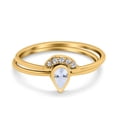 thumbnail image 1 of Yellow Tone, Simulated Cubic Zirconia Size-7 Teardrop Ring Band Set Pear 925 Sterling Silver, 1 of 7