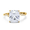 thumbnail image 1 of Yellow Tone, Simulated Cubic Zirconia Size-8 Emerald Cut Change Color Stone Swirl Engagement Ring 925 Sterling Silver, 1 of 7