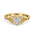 thumbnail image 1 of Yellow Tone, Simulated Cubic Zirconia Size-8 Heart Celtic Art Deco Wedding Engagement Bridal Promise Ring 925 Sterling Silver, 1 of 7