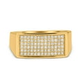 thumbnail image 1 of Yellow Tone, Simulated Cubic Zirconia Size-8 Micro Pave Hip Hop Ice Out Ring 925 Sterling Silver, 1 of 7
