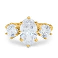 thumbnail image 1 of Yellow Tone, Simulated Cubic Zirconia Size-8 Oval Art Deco Three Stone Engagement Ring 925 Sterling Silver, 1 of 5