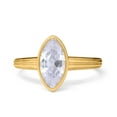 thumbnail image 1 of Yellow Tone, Simulated Cubic Zirconia Size-9 Art Deco Solitaire Marquise Engagement Ring Bezel 925 Sterling Silver, 1 of 7
