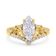 thumbnail image 1 of Yellow Tone, Simulated Cubic Zirconia Size-9 Marquise Art Deco Wedding Engagement Bridal Ring 925 Sterling Silver, 1 of 7