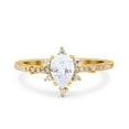 thumbnail image 1 of Yellow Tone, Simulated Cubic Zirconia Size-9 Starburst Teardrop Dainty Art Deco Pear Wedding Engagement Bridal Ring 925 Sterling Silver, 1 of 7