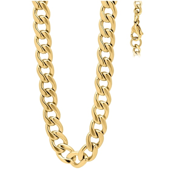 Yellow Tone Stainless Steel Unisex 4mm 18 Inches Cuban Fashion Link Chain Necklace