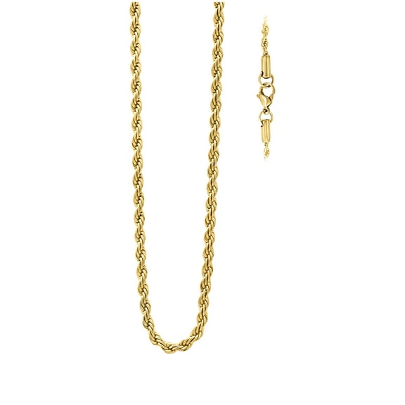 Yellow Tone Stainless Steel Unisex 5mm 24 Inches Rope Fashion Chain Necklace