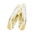 thumbnail image 1 of Yellow-Tone Sterling Silver Womens Baguette Diamond Hoop Earrings 1/4 Cttw, 1 of 1